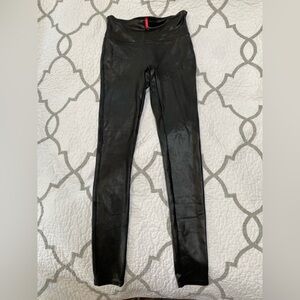 SPANX Black Faux Leather Leggings Women’s Size Small